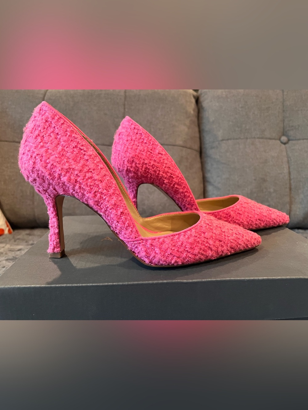 Ann Taylor Pink Tweed Pointed-Toe Stiletto Pumps - size 6